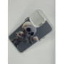 Чехол для iPhone 12 Mini с 3D принтом Скелетик с розой, накладка силиконовая, рамка белая