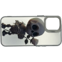 Чехол для iPhone 12 Mini с 3D принтом Скелетик с розой, накладка силиконовая, рамка белая