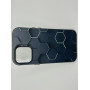 Чехол для iPhone 12 Pro Max с 3D принтом Соты с перепадом темно-синего цвета, накладка силиконовая, рамка черная