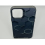 Чехол для iPhone 12 Pro Max с 3D принтом Соты с перепадом темно-синего цвета, накладка силиконовая, рамка черная