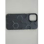 Чехол для iPhone 12 Mini с 3D принтом Соты с перепадом темно-синего цвета, накладка силиконовая, рамка черная