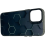 Чехол для iPhone 13 Pro Max с 3D принтом Соты с перепадом темно-синего цвета, накладка силиконовая, рамка черная
