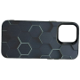 Чехол для iPhone 13 Pro Max с 3D принтом Соты с перепадом темно-синего цвета, накладка силиконовая, рамка черная