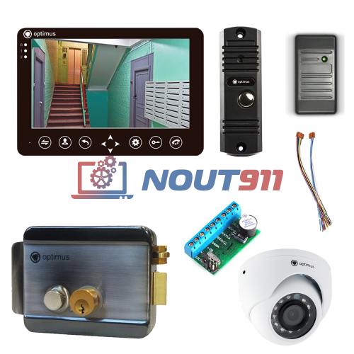 Комплект видеодомофона Optimus Standart 7? TFT - 1Мп (электромеханический замок, считыватель, камера)
