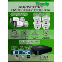 Комплект видеонаблюдения Tiandy на 6 IP камер - 4Мп 1440P (TC-R3108 + 2хTC-C34 + 4хTC-C340N)