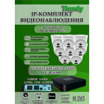 Комплект видеонаблюдения Tiandy на 8 IP камер - 4Мп 1440P (TC-R3108 + 8хTC-C340N)
