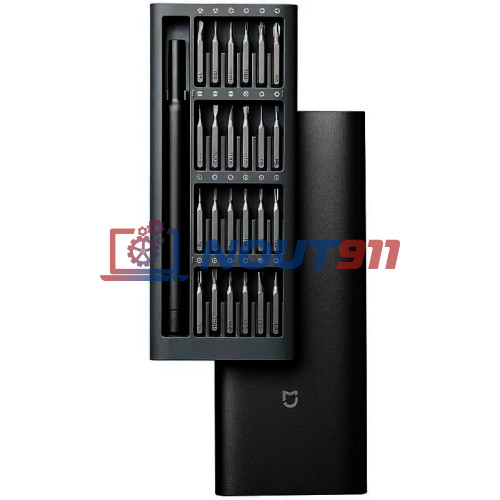 Отвертка с битами Wiha MJJXLSD002QW  (25 предм.) Precision Screwdriver Kit (By Xiaomi) - 24 магнитные насадки, насадки из стали S2, CN серая