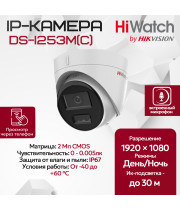 IP камера HiWatch DS-I253M(С) (2.8mm) купольная 2МП 1920x1080 H.265+ микрофон угол 121гр IP67 PoE белая