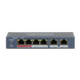 Коммутатор PoE HIKVISION DS-3E0106P-E/M, 4 PoE+ порта 10/100 Мбит/с, 2 Uplink порт 100 Мбит/с, 35Вт