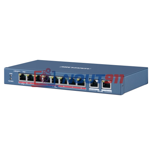 Коммутатор PoE HIKVISION DS-3E0310HP-E (8x100Mbps PoE 2 Uplink порта 1000Mbps PoE budget: 110W Metal)