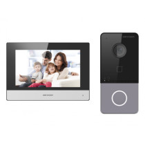 Комплект IP-видеодомофона HIKVISION DS-KIS603-P(C) - 2МП, 1980x1080, Сенсорный 7" TFT LCD экран 1024*600, Wi-Fi 2.4ГГц, DC12В/PoE