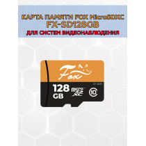 Карта памяти Fox FX-SD128GB microSD XC 128 Гб Class 10 UHS-I U3 R - 80 Mb/s, W - 30 Mb/s, RTL (для камер видеонаблюдения и видеодомофонов)