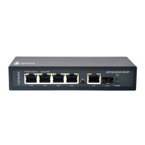 Коммутатор Optimus PoE U1E-4G/1G/1S, 4 PoE+ порта 10/100 Мбит/с, 2 Uplink порта 100 Мбит/с, RJ-45, SFP, 65Вт
