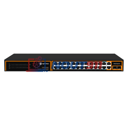 Коммутатор PoE Optimus U1I-24F2b/2G/2S, 22 PoE+ порта 10/100 Мбит/с, 2 PoE++ порта 10/100 Мбит/с, 4 Uplink порта 2500 Мбит/с, RJ-45, SFP, 300Вт