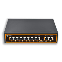 Коммутатор PoE Optimus U1E-8F/2F (12-24V), 8 PoE+ порта 10/100 Мбит/с, 2 Uplink порт 100 Мбит/с, RJ-45, 120Вт