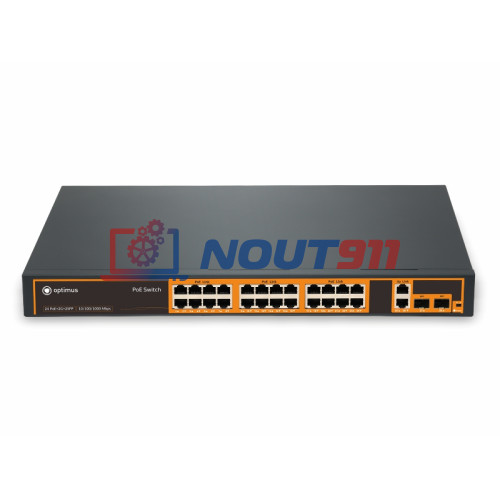 Коммутатор PoE Optimus U1I-24G/2G/2S, 24 PoE+ порта 10/100/1000 Мбит/с, 4 Uplink порта 10/100/1000 Мбит/с, RJ-45, SFP, 400Вт