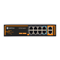 Коммутатор PoE Optimus U1I-8F2b/2F,6 PoE+ портов 10/100 Мбит/с, 2 PoE++ порта 10/100 Мбит/с, 2 Uplink порта 100 Мбит/с, RJ-45, 120Вт
