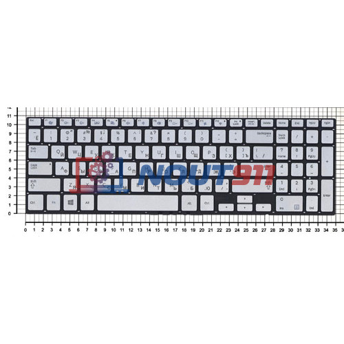 Клавиатура для ноутбука Samsung NP770Z5E, NP880Z5E (BA75-04634C) с подсветкой без рамки, серебристая