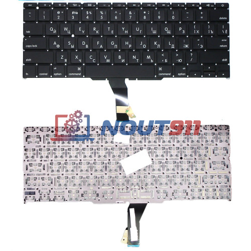 Клавиатура для ноутбука Apple MacBook Air A1370, A1465 2011+ с подсветкой, плоский ENTER, черная