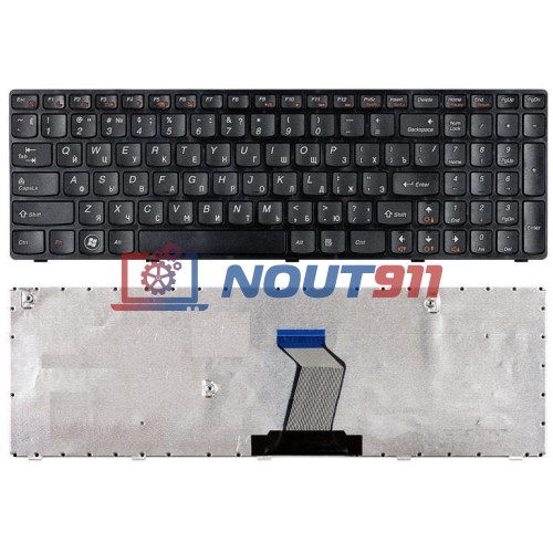 Клавиатура для ноутбука Lenovo IdeaPad B570, B580, V570, Z570, Z575, B590 (V117020CS1) с черной рамкой, черная