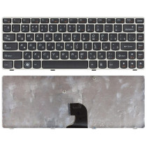 Клавиатура для ноутбука Lenovo IdeaPad Z360 (25-010707) с серебристой рамкой, черная