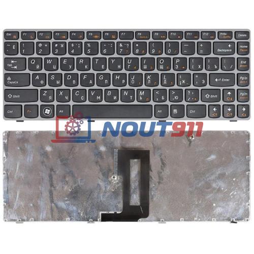 Клавиатура для ноутбука Lenovo Z450, Z460, Z460A, Z460G (25-010886) с серой рамкой, черная