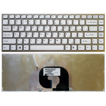 Клавиатура для ноутбука Sony Vaio VPC-Y, VPCY22C5E, VPCY11V9E/S series (NSK-S8N01) с серебристой рамкой, белая