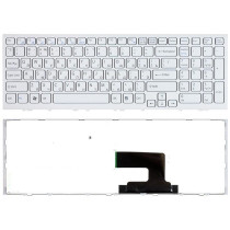 Клавиатура для ноутбука Sony Vaio VPC-EH, VPCEH, VPCEH1M9R, VPCEH2E1R (V116646E) с белой рамкой, белая