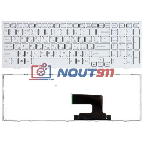 Клавиатура для ноутбука Sony Vaio VPC-EH, VPCEH, VPCEH1M9R, VPCEH2E1R (V116646E) с белой рамкой, белая