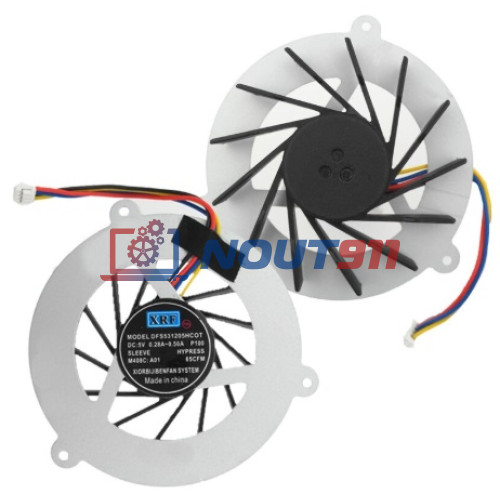 Кулер (вентилятор) для ноутбука Asus M50, G50, G60, L50, X55, X56, X57, VX5, N50 (DFS541305MH0T) 5V 0,4A, 4-pin, втулка, черный