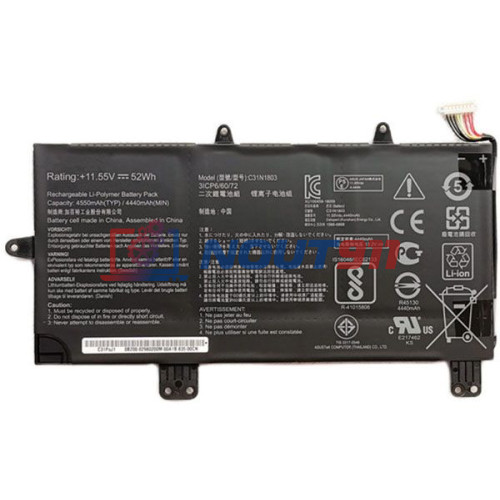 Аккумулятор для ноутбука Asus ZenBook Pro 14 UX450FD, UX480FD-BE028R, UX480FD-E1049T, UX480FD-DP8507T (C31N1803) 11.55V 4550mAh 52Wh, черная, ORG