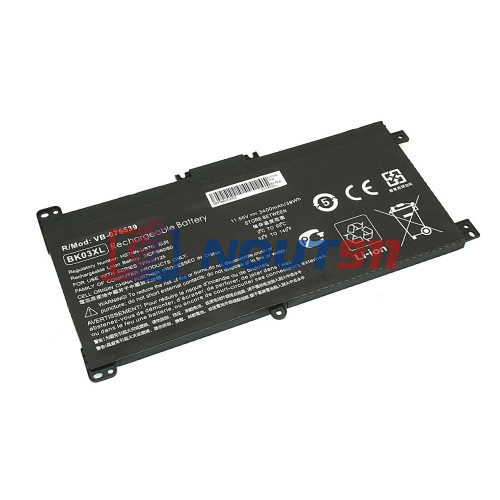 Аккумулятор для ноутбука HP Pavilion X360 14-BA013NX, 14-BA000NF, 14-BA101NJ (BK03XL) 11,55V 3400mAh 39Wh, черная, HC/OEM