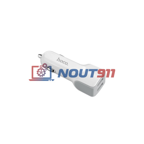 Автомобильная зарядка HOCO Z23, два порта USB, 5V, 2.4A, белый