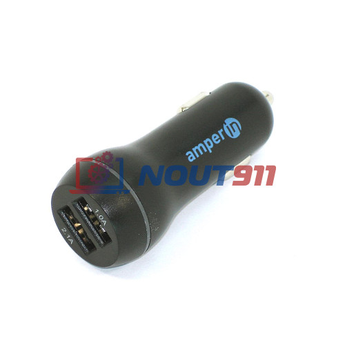 Автомобильное зарядное устройство AMPERIN CCB-2USB USB 1 DC 5V/2.1A USB 2 5V/1A Черный