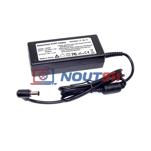 Блок питания для монитора и телевизора LCD 14V 4A 56W 6.5x4.5mm (1404566544) черный OEM