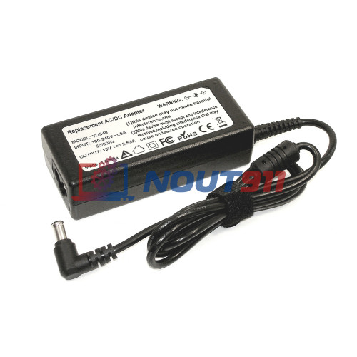 Блок питания для монитора и телевизора LG 19V 2.53A 48W 6.5x4.4mm (19253486544) черынй OEM