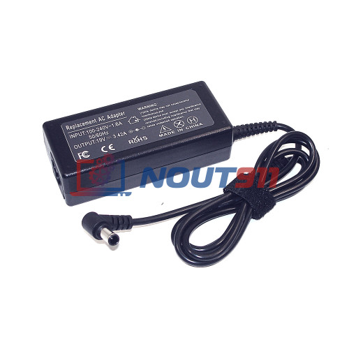 Блок питания для монитора и телевизора LCD 19V 3.42A 65W 6.5х4.4mm (19342656544) черный OEM
