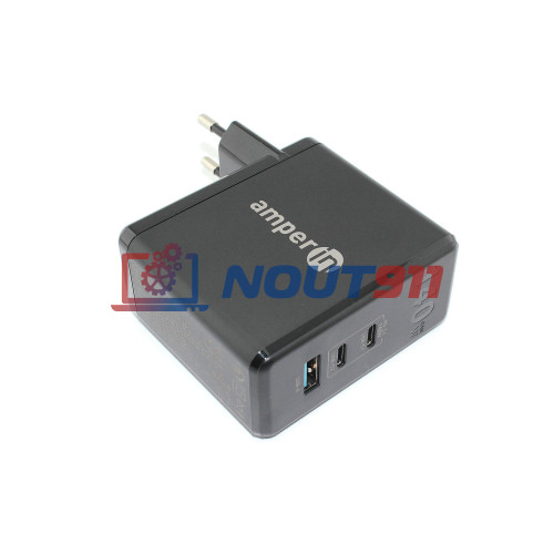 Блок питания 5V-28V 5A 140W 2xType-C USB-A (YDS-TC140-012A) GaN charger для телефонов, видеорегистраторов, электронных книг, черный, Amperin