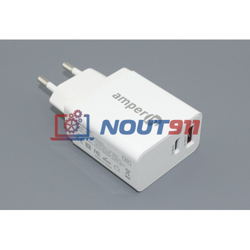 Блок питания 5V-20V 5A 45W Type-C USB-A (YDS-TC045-011PK) для смартфонов, видеокамен, приставок, белый, Amperin