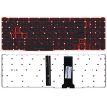Клавиатура для ноутбука Acer Nitro 5 AN515-54, AN515-43, AN517-51 (NKI13130BU) с красной подсветкой (красная подложка) черная