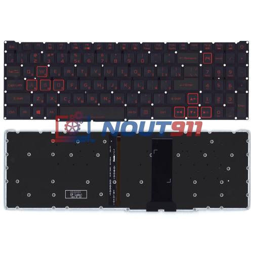Клавиатура для ноутбука Acer Nitro 5 AN517-51 (102-018K3LHA01) с красной подсветкой, черная