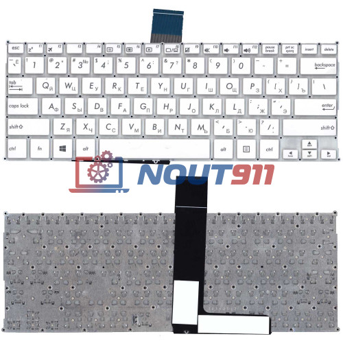 Клавиатура для ноутбука Asus F200CA, F200LA, F200MA, X200 (SG-62500-XUA) без рамки, плоский Enter, белая