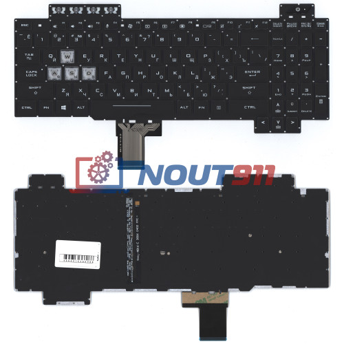 Клавиатура для ноутбука Asus Gaming FX504, FX80, FX705, FX505D (0KN1-5J1RU21) с белой подсветкой, черная