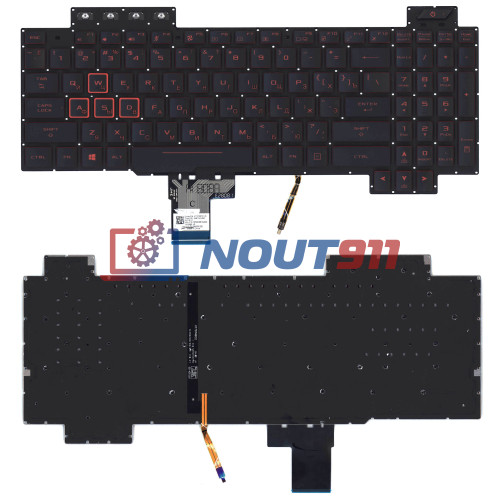 Клавиатура для ноутбука Asus Gaming FX504,FX80, FX505DT, FX705 (0KN1-5J1RU21) с красной подсветкой, черная