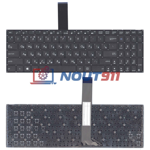 Клавиатура для ноутбука Asus K56, K56C, K56CA,K56CM (MP-12F53US-5283W0) без рамки, плоский Enter, черная