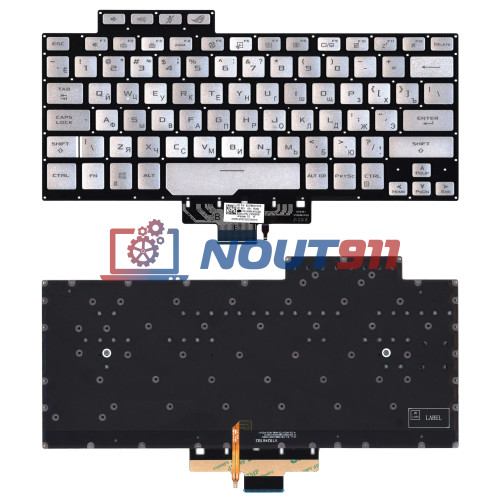 Клавиатура для ноутбука Asus ROG Zephyrus G14 GA401 серебристая c подсветкой маленький энтер