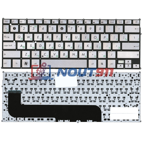 Клавиатура для ноутбука Asus UX21E, UX21A, UX21E (MP-11A96GB6528) Г-образный Enter, серебристая