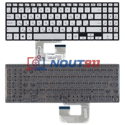 Клавиатура для ноутбука Asus UX561UA, Q505UA, Q525UA (AEBKKR00030) без рамки, с подсветкой, серебристая