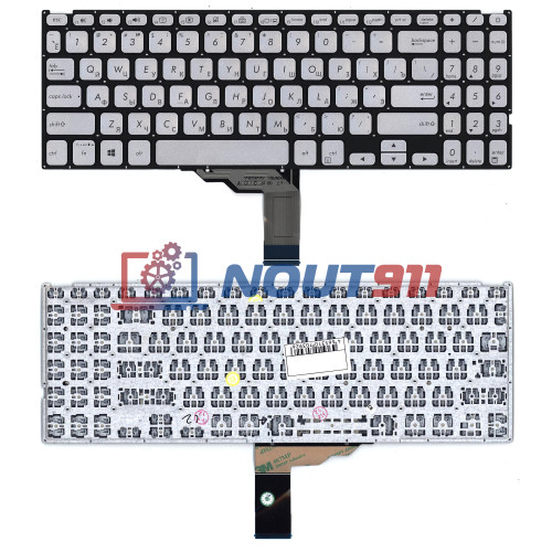 Клавиатура для ноутбука Asus Vivobook F509U,X512, F512U, X509 (0KNB0-5108RU00) с подсветкой, серебристая