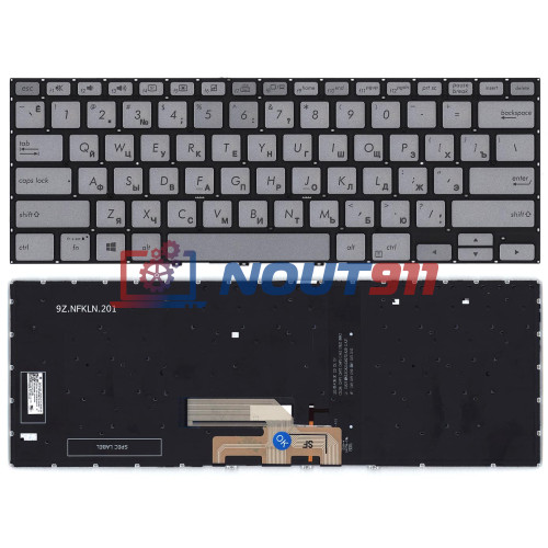 Клавиатура для ноутбука Asus Zenbook Flip 14 UX462DA (90NB0MK1-R31US0) с подсветкой, серебристая